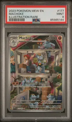 PSA 9 Machoke Illustration Rare #177 2023 Pokemon Mew En-151 85985144 - Image 1