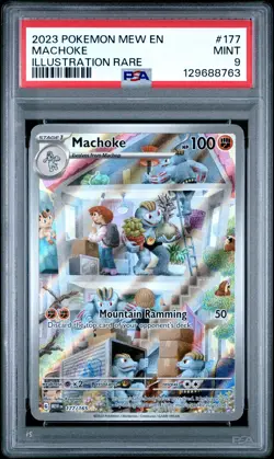 2023 POKEMON MEW EN-151 ILLUSTRATION RARE #177 MACHOKE PSA 9 - Image 1