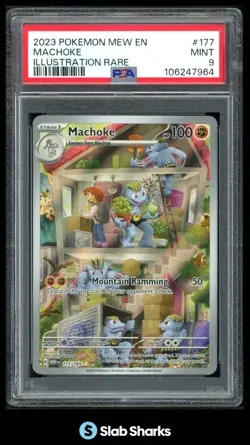 2023 POKEMON SV 151 - MEW EN #177/165 MACHOKE ILLUSTRATION RARE PSA 9 - Image 1