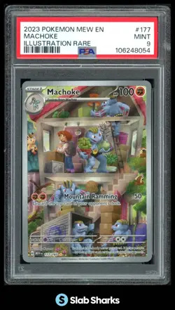 2023 POKEMON SV 151 - MEW EN #177/165 MACHOKE ILLUSTRATION RARE PSA 9 - Image 1