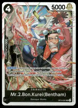 One-Piece Seven Warlords of the Sea #OP14-091 MR.2.BON.KUREI(BENTHAM) HOLO - Image 1
