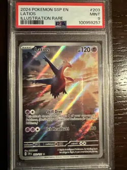 Pokemon TCG Latios Illustration Rare Surging Sparks 203/191 PSA MINT 9 - Image 1