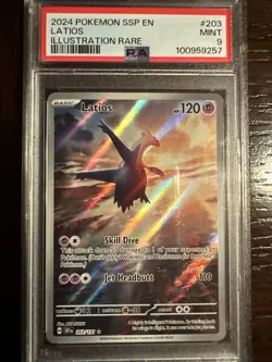 Pokemon TCG Latios Illustration Rare Surging Sparks 203/191 PSA MINT 9 - Image 2