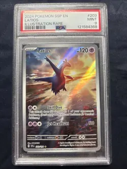 Pokemon Latios TCG Illustration Rare Surging Sparks 203/191 PSA 9 Mint G251115 - Image 1