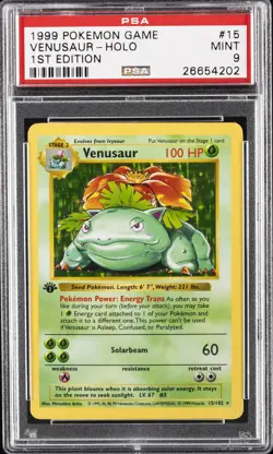 1999 POKEMON GAME 1ST ED #15 VENUSAUR-HOLO PSA 9 - Image 1