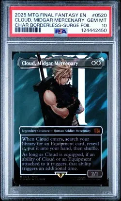 MTG Final Fantasy Cloud, Midgar Mercenary Borderless 520 Surge Foil PSA 10 - Image 2