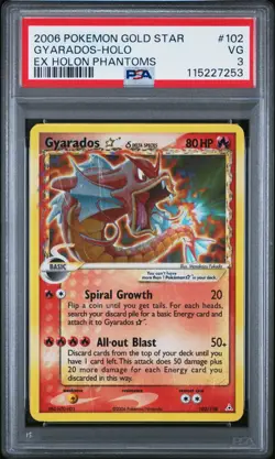 PSA 3 Pokemon Gyarados Gold Star 102/110 EX Holon Phantoms Ultra Rare Holo - Image 1