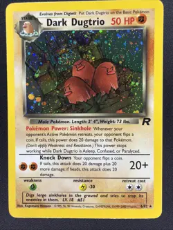 Pokemon Dark Dugtrio TCG 6/82 Rare Holo Card LP Team Rocket Swirl - Image 1