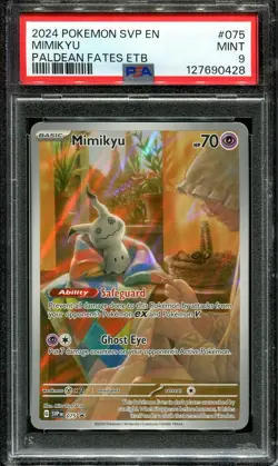 Pokemon Paldean Fates ETB - Mimikyu SVP EN 075 Black Star Promo PSA 9 MINT! - Image 1