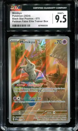 Pokemon Paldean Fates ETB - Mimikyu SVP EN 075 Black Star Promo CGC 9.5 MINT+! - Image 1