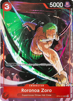 Roronoa Zoro Holo Alt Art Rare One Piece TCG Gift Collection 2023 ST01-013 NM - Image 2