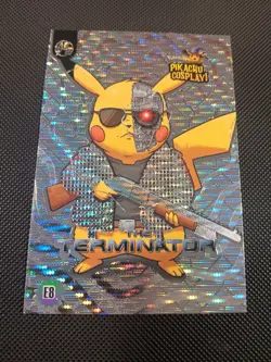 Terminator (Pikachu) #E8 - Silver Holo Box Hit Electric Pikachu Cosplay Pokemon - Image 1