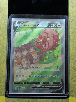 038 - Original Owner Pokemon TCG Card Greedent V Full Art Fusion Strike 257/264 - Image 3