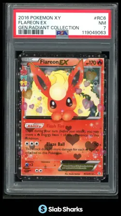 2016 POKEMON XY GENERATIONS #RC6/RC32 FLAREON EX HOLO RADIANT COLLECTION PSA 7 - Image 1