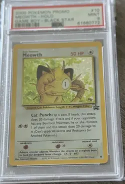 2000 POKEMON PROMO BLACK STAR GAME BOY #10 MEOWTH-HOLO PSA 9 - Image 1