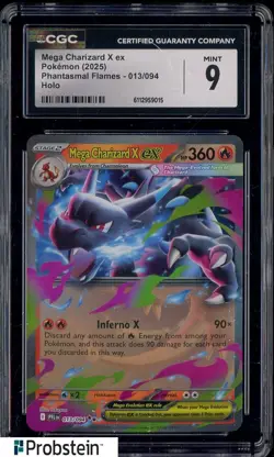 2025 Pokemon Phantasmal Flames #013 Mega Charizard ex CGC 9 MINT - Image 1