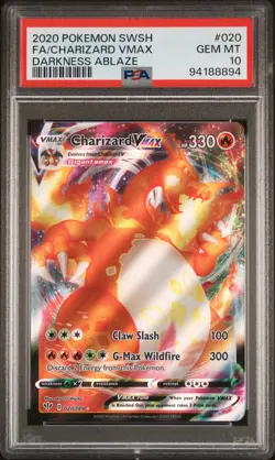 2020 POKEMON DARKNESS ABLAZE FULL ART CHARIZARD VMAX #020 PSA Gem Mint 10 - Image 1