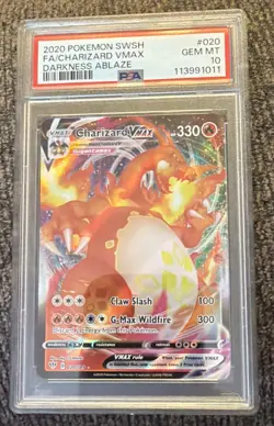 2020 Pokemon Darkness Ablaze Charizard VMAX Full Art 020 PSA 10 Gem Mint - Image 1