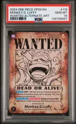 2024 ONE PIECE OP09-EMPERORS IN THE NEW WORLD #119 MONKEY D. LUFFY PSA 10 - Image 1