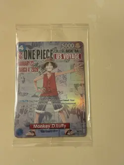 One Piece Monkey D. Luffy US Voyage College Basketball Promo Card Rutgers - Image 1