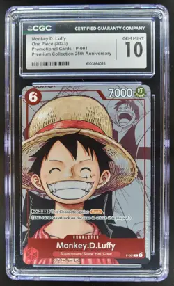 2023 ONE PIECE CCG MONKEY D. LUFFY PROMO P-001 25TH CGC 10 A PT - Image 1