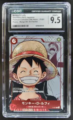 2022 ONE PIECE CCG JPN MONKEY D. LUFFY 25TH MANGA ALT ART P-001 CGC 9.5 A PT - Image 1