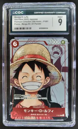 2022 ONE PIECE CCG JAPANESE MONKEY D. LUFFY 25TH MANGA ALT ART P-001 CGC 9 A PT - Image 1