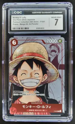 2022 ONE PIECE CCG JAPANESE MONKEY D. LUFFY 25TH MANGA ALT ART P-001 CGC 7 A PT - Image 1