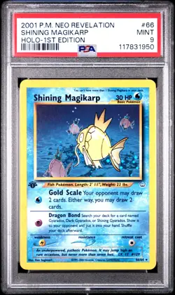 2001 POKEMON NEO REVELATION 1ST ED #66 SHINING MAGIKARP-HOLO PSA 9 - Image 1