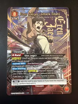 Eren Jaeger SR* Attack Titan Union Arena Alt Art AOT-1-094 Foil Rare NM - Image 1
