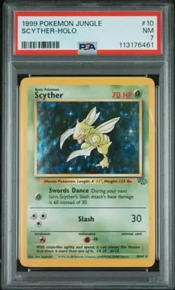 Scyther PSA 7 NEW CERT Unlimited Jungle 10/64 Pokemon TCG Holo - Image 1