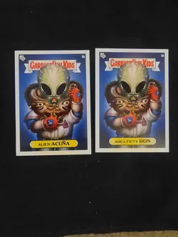 2022 Garbage Pail Kids MLB Series 2 Alien Acuna & Area Fifty Ron 2 Card Lot - Image 1