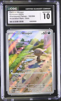 2025 Pokemon Paldean Wooper Phantasmal Flames 102/094 IR CGC GEM MINT 10 - Image 1