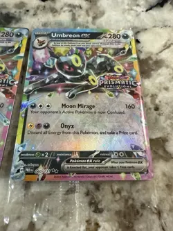 Umbreon EX 060/131 Stamped Prismatic Evolutions Promo Surprise Box 2x Card Lot - Image 2