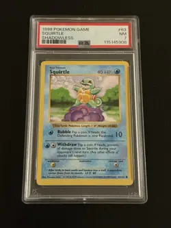 Pokemon Squirtle TCG Base Set Shadowless Common Card 63/102 PSA 7 - Image 1