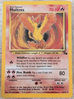 Moltres 12/62 Fossil Holo Rare Pokemon Card Base Set Unlimited - Near Mint - Image 1