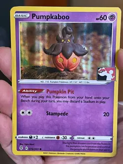 POKEMON PUMPKABOO 076/203 COMMON HOLOFOIL PRIZE PACK EVOLVING SKIES NM CARD - Image 1
