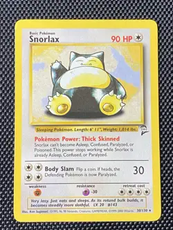 Snorlax 30/130 Base Set 2 Rare Non-Holo Vintage Pokemon TCG Card MP/LP - Image 1