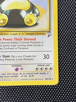 Snorlax 30/130 Base Set 2 Rare Non-Holo Vintage Pokemon TCG Card MP/LP - Image 4