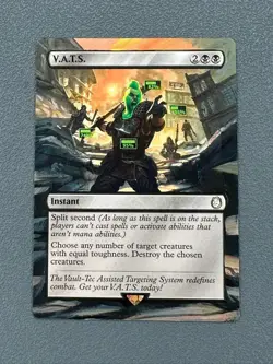 V.A.T.S. #50 MTG Fallout (PIP) Hand Painted Borderless Extended Full Altered Art - Image 1