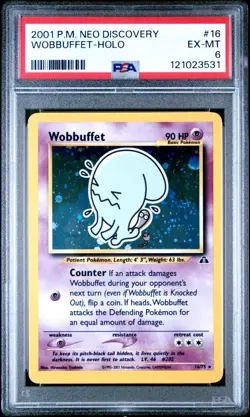Wobbuffet (16) Neo Discovery #16 (2001) Holo EX-MT PSA 6 Pokemon - Image 1