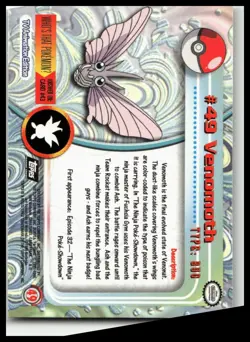 1999 Topps TV Series #49 Venomoth Flames Card Pokemon TCG Foil Black Label - Image 2