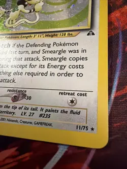 Pokemon Neo Discovery Smeargle TCG 11/75 Holo Unlimited Rare - Image 3