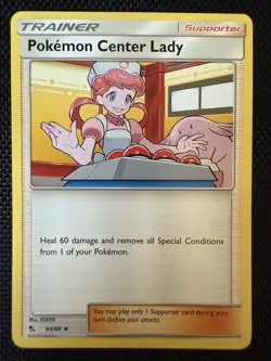 Pokemon Center Lady 64/68 Hidden Fates Regular English LP - Pokemon - Image 1