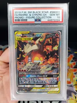 Pokemon Reshiram & Charizard GX Figure Coll. Full Art Promo SM201 PSA 10 - Image 1