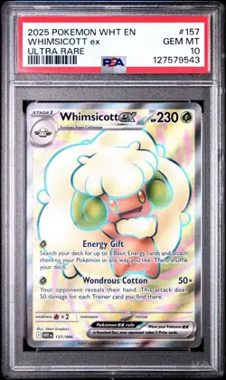 Whimsicott EX # 157/086 | Pokemon TCG - 2025 White Flare | PSA 10 GEM MT - Image 1