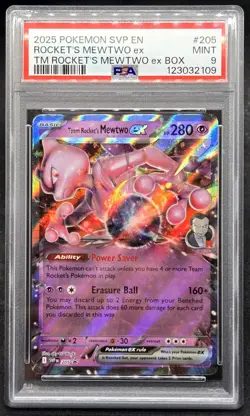 PSA 9 Team Rocket's Mewtwo EX SVP 205 Black Star Promo Box 2025 - Pokemon TCG - Image 1