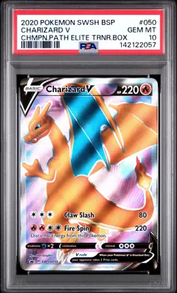 PSA 10 CHARIZARD V SWSH050 FULL ART BLACK STAR PROMO CHAMPIONS PATH POKEMON 🔥 - Image 1