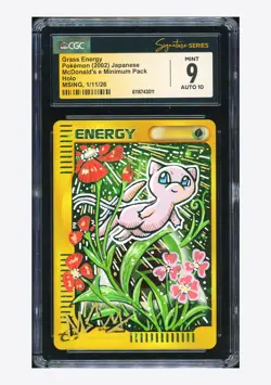 Pokemon CGC 9 AUTO 10 Grass Energy Holo Msing 2002 McDonald's Japanese - Image 1