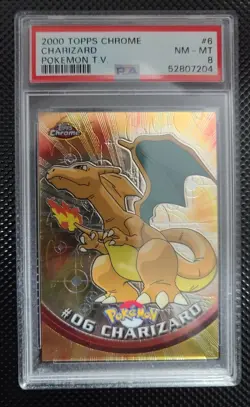 2000 Topps Chrome Pokemon TV Charizard #6 PSA 8 NM-MT - Image 1